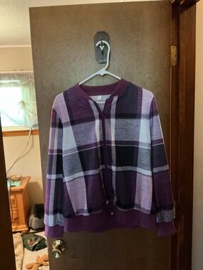 Beautiful Purple Plaid Bomber Jacket NWOT Sz L